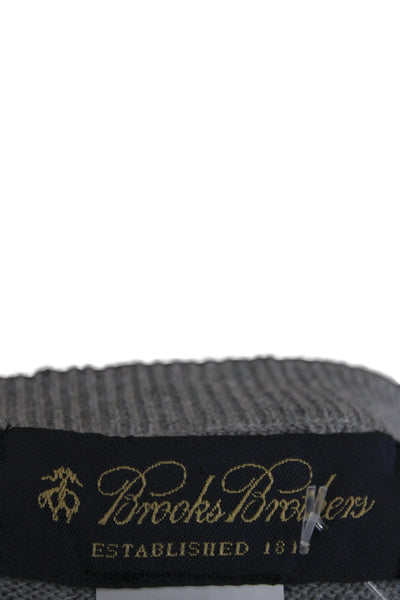 Brooks Brothers Mens Gray Cotton Cashmere V Neck Pullover Sweater Size M