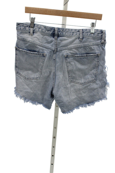 We The Free Unisex Light Blue Denim Cotton Grunge Button Shorts Size 29