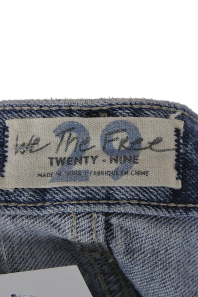 We The Free Unisex Light Blue Denim Cotton Grunge Button Shorts Size 29