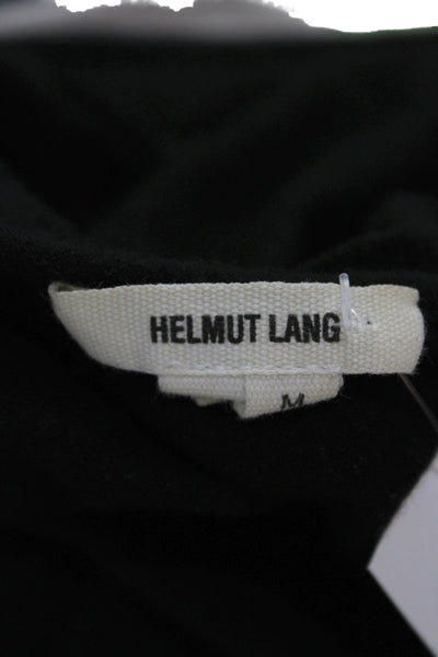 Helmut Lang Women Black Wool Bodycon Sheath Short Sleeve Mini Dress Size M