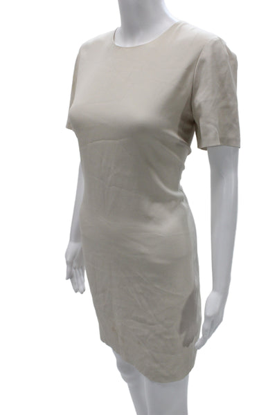 Babaton Women Sheath Shift Dress Beige Short Sleeve Above Knee Size 8