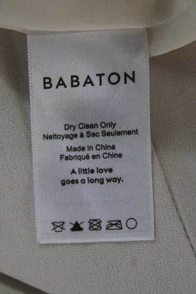 Babaton Women Sheath Shift Dress Beige Short Sleeve Above Knee Size 8