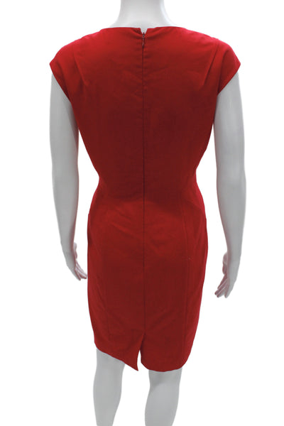 Calvin Klein Womens Red Sheath Dress Short Sleeve Knee Length Size M