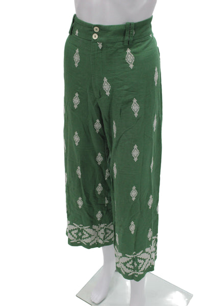 Zara Women Cropped Aztec Green Pants Size S