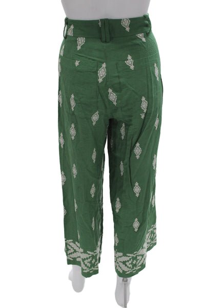 Zara Women Cropped Aztec Green Pants Size S
