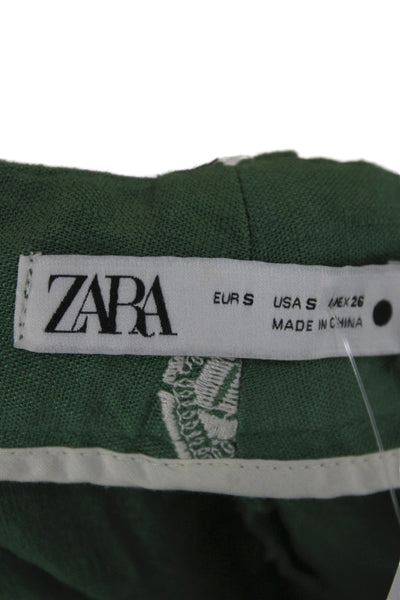 Zara Women Cropped Aztec Green Pants Size S
