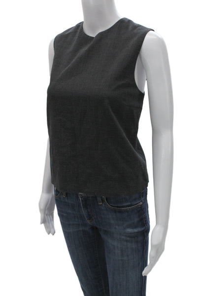 Theory Women Basic Sleeveless Wool Tank Dark Gray Size L
