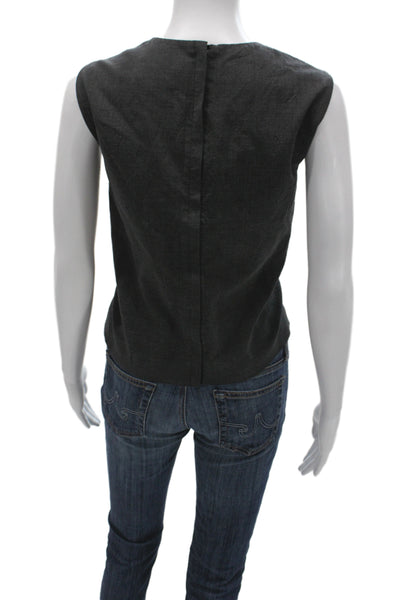 Theory Women Basic Sleeveless Wool Tank Dark Gray Size L