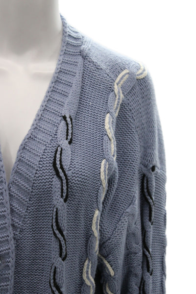 525 Unisex Cardigan Light Blue V-Neck Button Acrylic Long Sleeve Size M