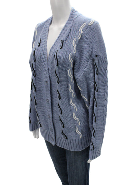 525 Unisex Cardigan Light Blue V-Neck Button Acrylic Long Sleeve Size M
