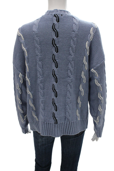 525 Unisex Cardigan Light Blue V-Neck Button Acrylic Long Sleeve Size M