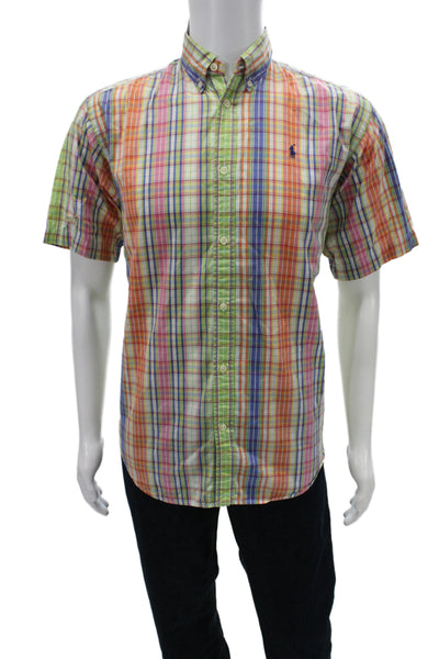 Ralph Lauren Mens Cotton Plaid Short Sleeve Button Down Shirt Multicolor Sz XL