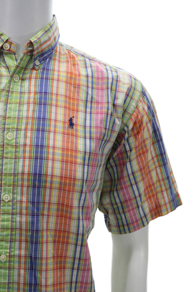 Ralph Lauren Mens Cotton Plaid Short Sleeve Button Down Shirt Multicolor Sz XL