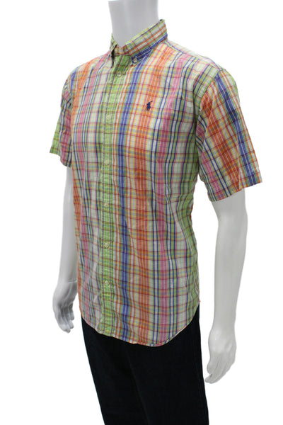 Ralph Lauren Mens Cotton Plaid Short Sleeve Button Down Shirt Multicolor Sz XL