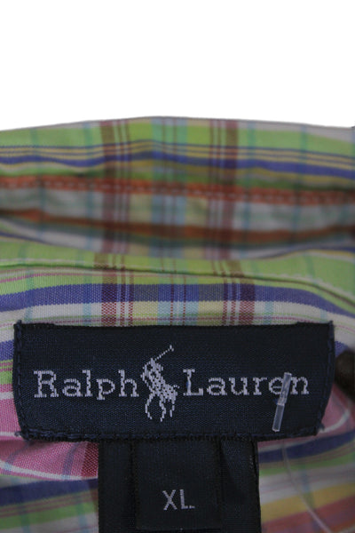 Ralph Lauren Mens Cotton Plaid Short Sleeve Button Down Shirt Multicolor Sz XL