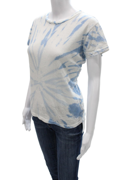 Mother Womens Basic Light Blue Cotton Crew Neck Short Sleeve T-Shirt Size S