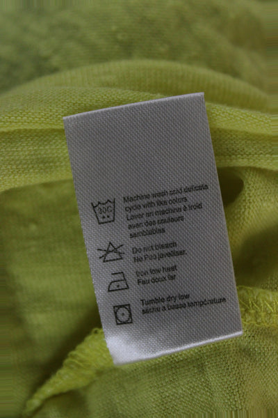 Chaser Womens Cropped V-Neck Short Sleeve T-Shirt Yellow Linen Blend Size S