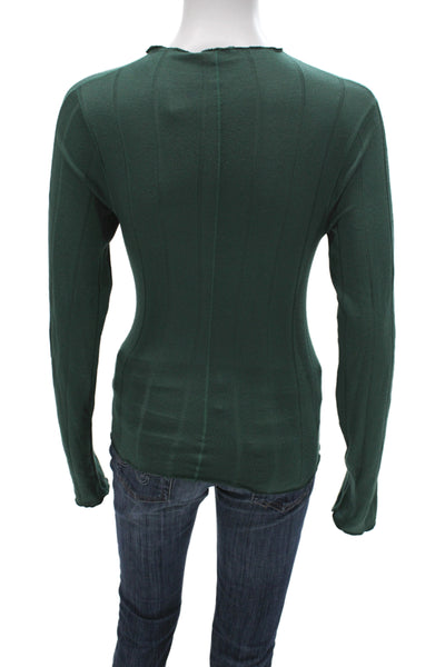 Free People Womens Basic Jersey Green Long Sleeve Crew Neck Top Size XS