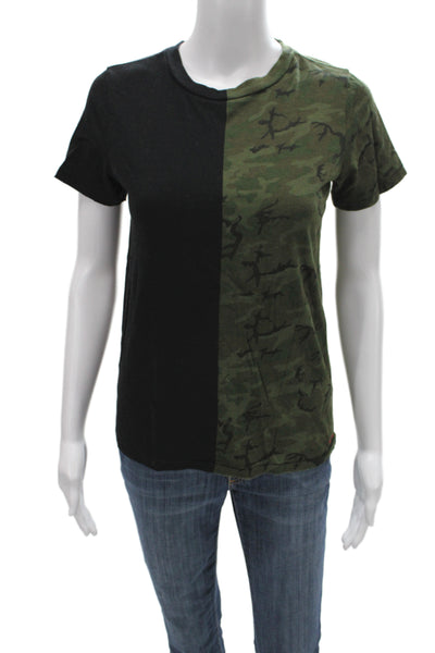Philanthropy Women Black Camouflage Cotton T-Shirt Short Sleeve Size XS
