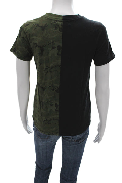 Philanthropy Women Black Camouflage Cotton T-Shirt Short Sleeve Size XS