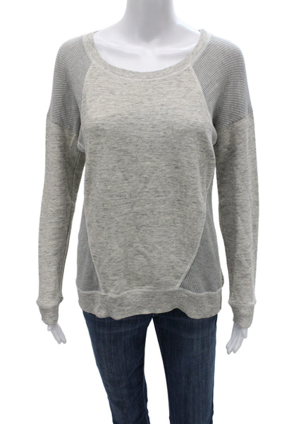 Splendid Women Pullover Sweatshirt Gray Cotton Long Sleeve Size S