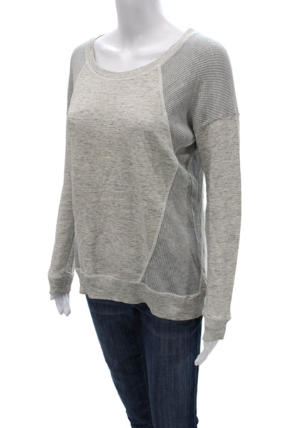 Splendid Women Pullover Sweatshirt Gray Cotton Long Sleeve Size S