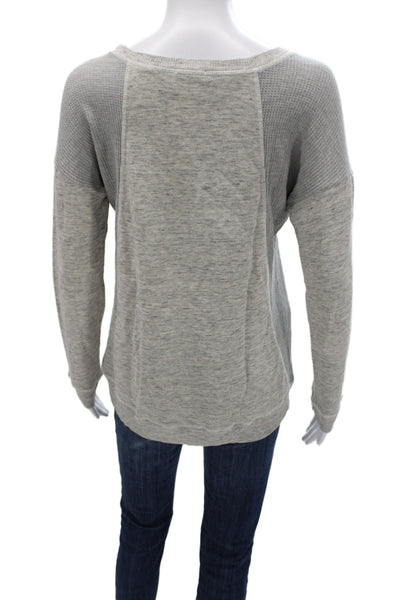 Splendid Women Pullover Sweatshirt Gray Cotton Long Sleeve Size S