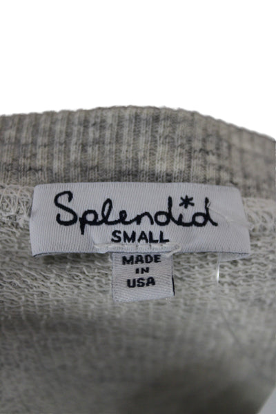Splendid Women Pullover Sweatshirt Gray Cotton Long Sleeve Size S