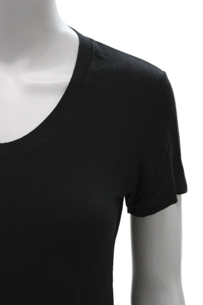 Brandy Melville Women Basic V Neck Black Cotton T Shirt Short Sleeve Size S
