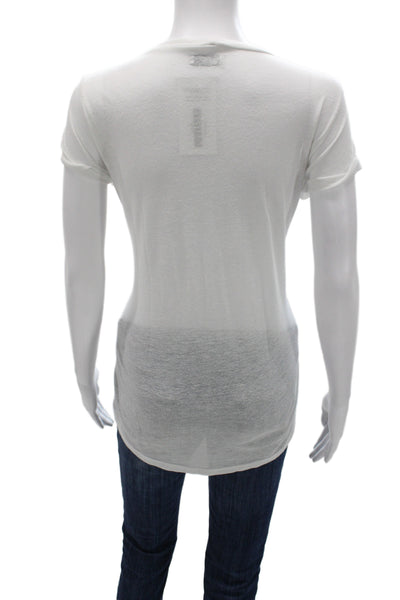 Lauren Moshi Womens White Heart Graphic Jersey T Shirt Short Sleeve Size S