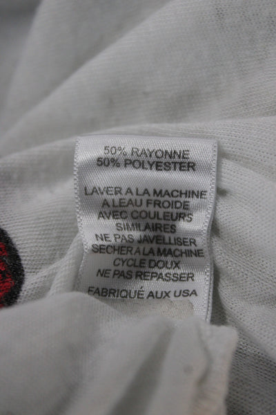Lauren Moshi Womens White Heart Graphic Jersey T Shirt Short Sleeve Size S