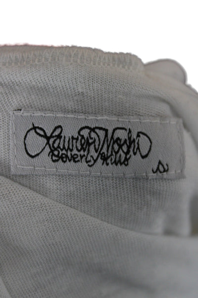 Lauren Moshi Womens White Heart Graphic Jersey T Shirt Short Sleeve Size S
