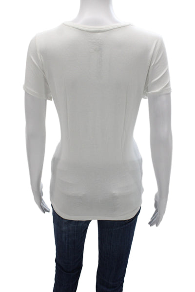 Brandy Melville Women Basic V Neck Black Cotton T Shirt Short Sleeve Size S