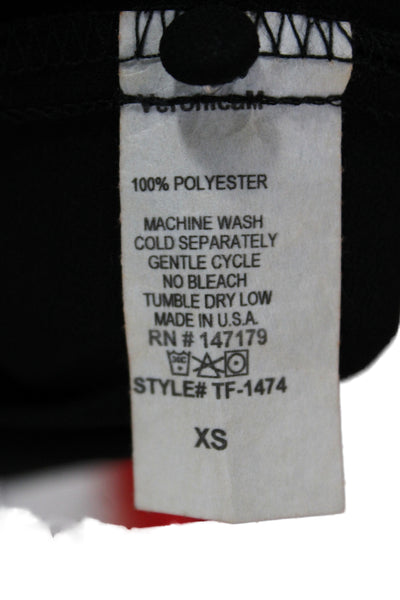 Veronica M Women Black Silk Mock Neck Sleeveless Tank Button Closure Size XS