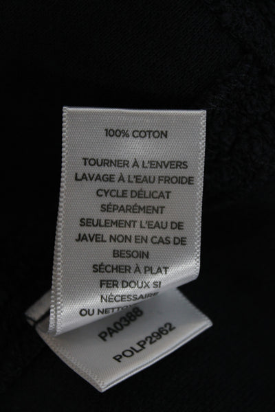 Lilla P Women Biker Motorcycle Jacket Black Cotton Collared Button Size S