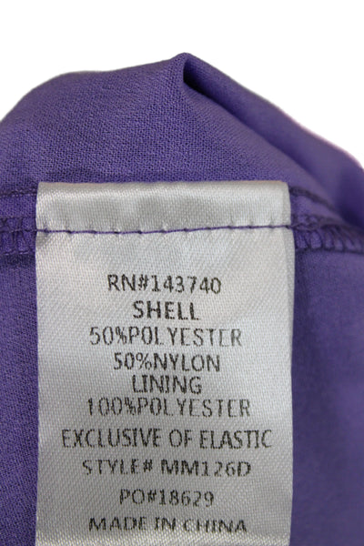 Hyacinth House Womens 80s Purple V-Neck Short Sleeve Short Dress Button Size S