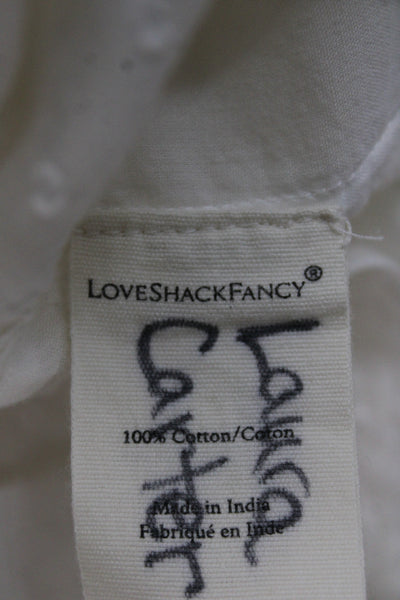 Love Shack Fancy Women Fit & Flare Sundress White Bohemian Short Sleeve Size S