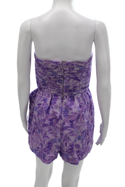 AMUR Women Purple Floral Sleeveless Square Neck Romper Size 6