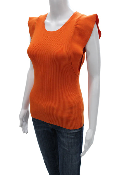Marie Oliver Womens Orange Sleeveless Rayon Spandex Round Neck Top Size XS