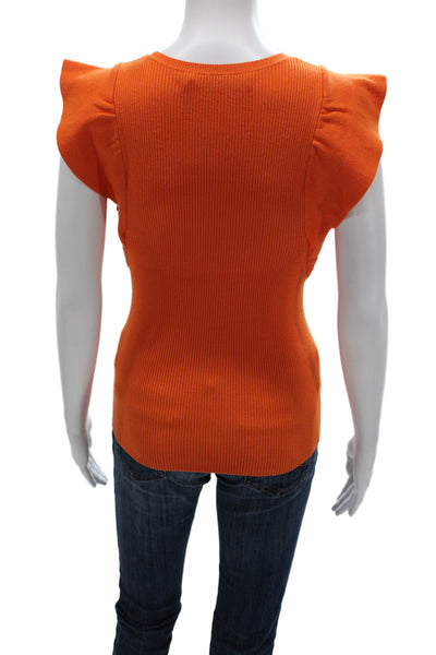 Marie Oliver Womens Orange Sleeveless Rayon Spandex Round Neck Top Size XS