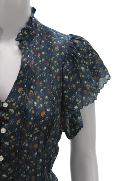 Hyacinth House Womens 80s Purple V-Neck Short Sleeve Short Dress Button Size S