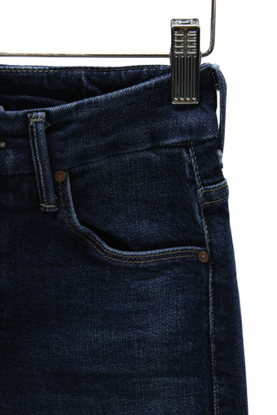 Mother Women Ankle Skinny Jeans Dark Blue Denim Mid Rise Petite Size 24