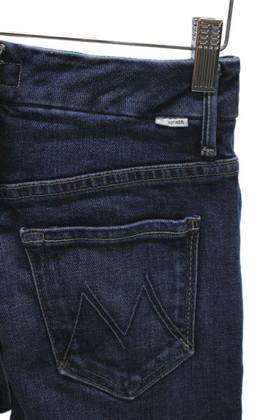 Mother Women Ankle Skinny Jeans Dark Blue Denim Mid Rise Petite Size 24