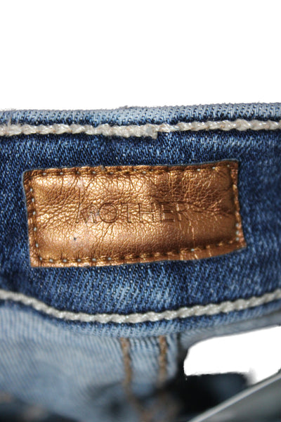Mother Women Ankle Cropped Jeans Dark Blue High Waist Button Size 26