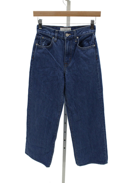 Slvrlake Womens High Waist Straight Cropped Jeans Blue Cotton Size 23