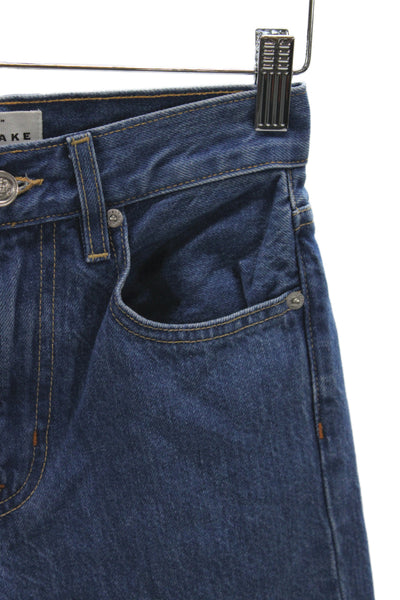 Slvrlake Womens High Waist Straight Cropped Jeans Blue Cotton Size 23
