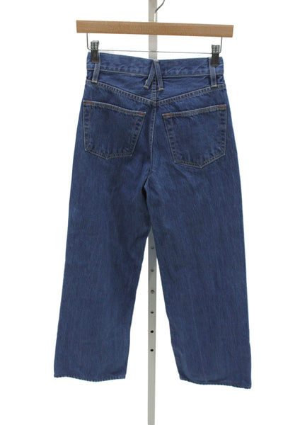 Slvrlake Womens High Waist Straight Cropped Jeans Blue Cotton Size 23