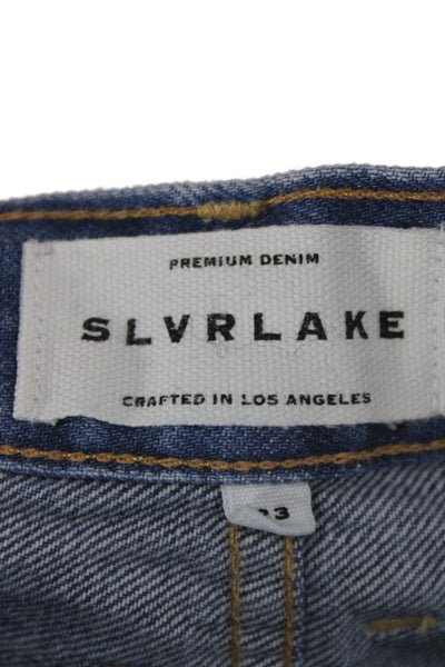 Slvrlake Womens High Waist Straight Cropped Jeans Blue Cotton Size 23