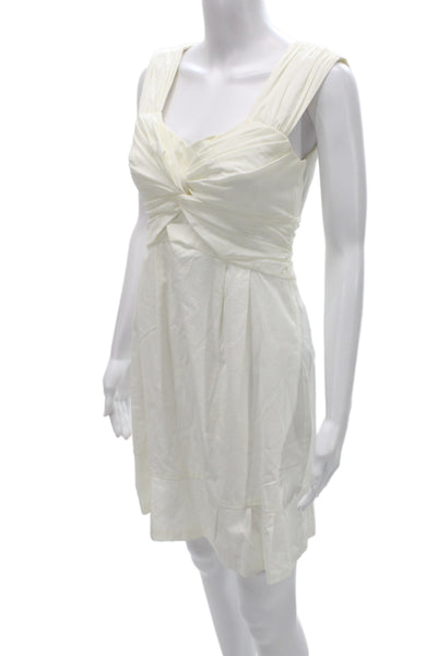 Nanette Lepore Women Tank Dress White Lace Satin Sleeveless Zip Size 2