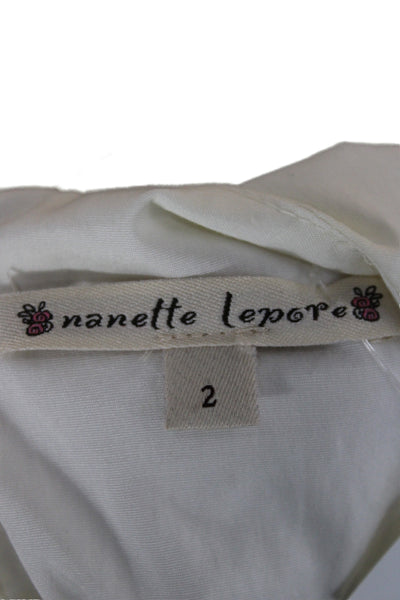 Nanette Lepore Women Tank Dress White Lace Satin Sleeveless Zip Size 2